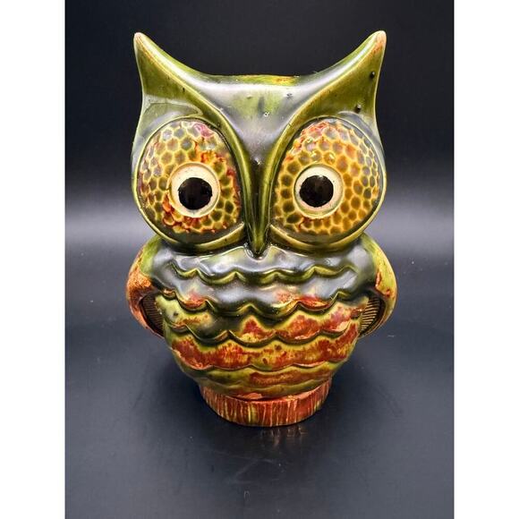 Vintage Mid Century Modern "Hidden" Bottom Bank Ceramic Owl, removable bottom - Picture 1 of 8